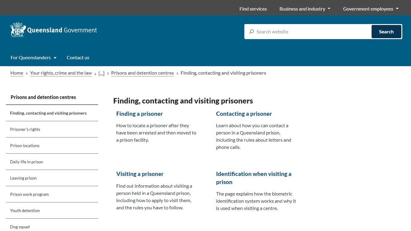 Finding, contacting and visiting prisoners | Your rights, crime and the ...